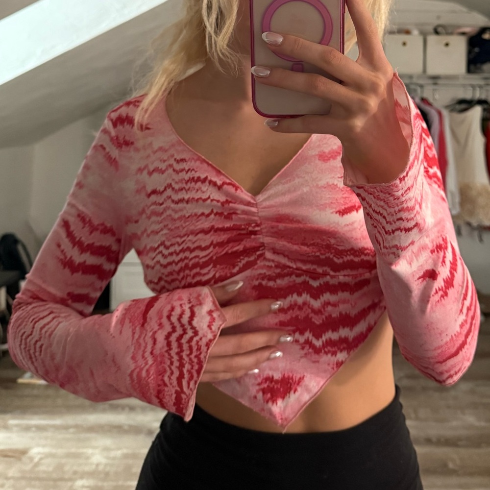 Pink and White Women's Top